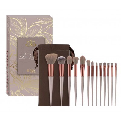 ECarla Make-up Brush Set 13pcs, brown