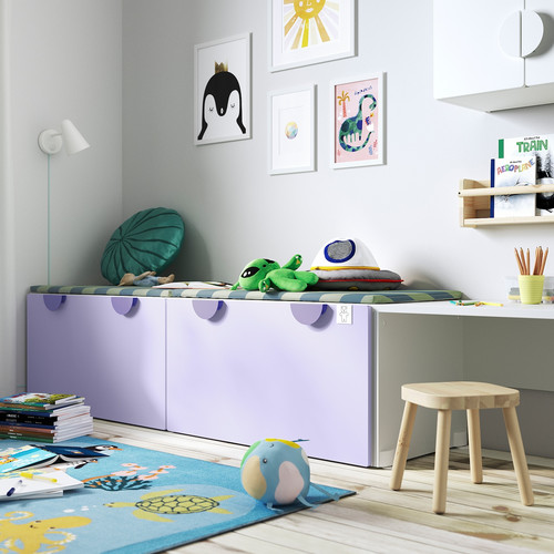 SMÅSTAD Bench with toy storage, white/lilac, 90x52x48 cm