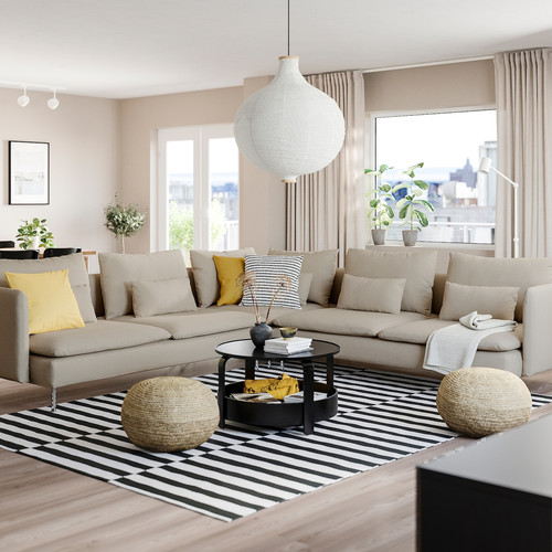 SÖDERHAMN Corner sofa, 6-seat, Fridtuna light beige