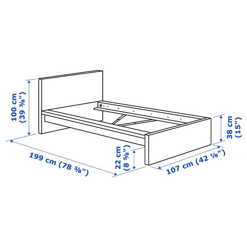 MALM Bed frame with mattress, white stained oak veneer/Vesteröy medium firm, 90x200 cm