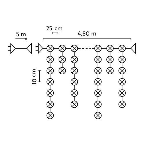 Christmas Curtain Lights In-/Outdoor 100 LED 4.8m, icicles, warm white/cool white