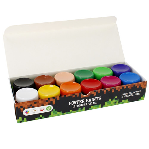 Starpak Poster Paints 12 Colours x 20ml Pixel Game