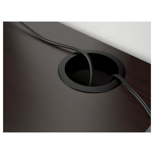 MICKE Desk, black-brown, 142x50 cm