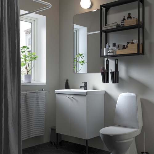 ENHET Bathroom, anthracite/white, 64x43x87 cm