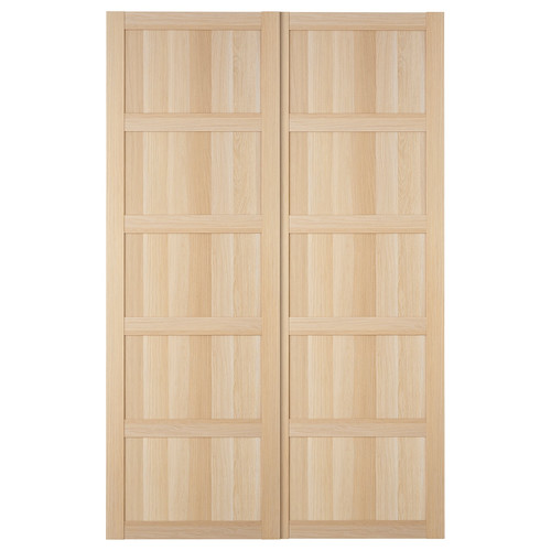 BERGSBO Pair of sliding doors, white stained oak effect, 150x236 cm