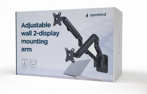 Gembird Adjustable Wall 2-display Mounting Arm for 2 Monitors 17-27" 7kg