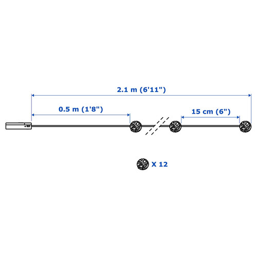 LIVSÅR LED string light with 12 lights, indoor, battery operated gray/white