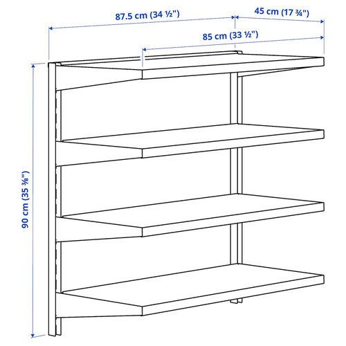 BROR Wall shelf combination, black, 88x45x90 cm