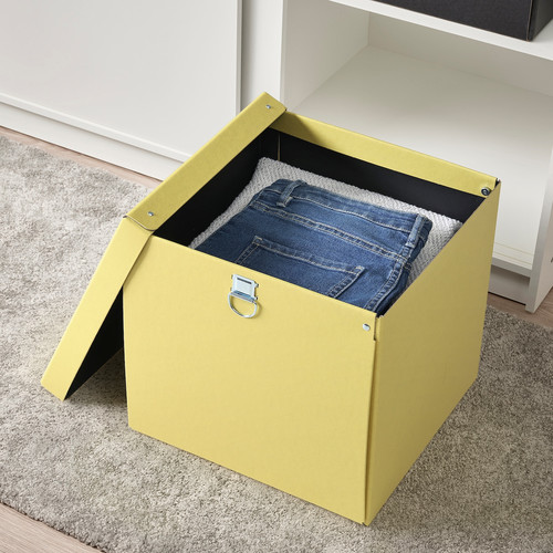 NIMM Storage box with lid, yellow, 32x30x30 cm