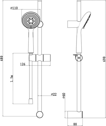 GoodHome Shower Kit Cavally, chrome