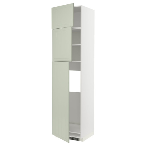 METOD High cab for fridge with 3 doors, white/Stensund light green, 60x60x240 cm