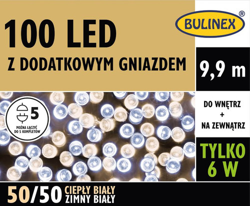 Christmas Lights 100 LED Bulinex 9.9 m, indoor/outdoor, warm/cool white