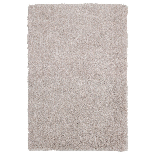 LINDKNUD Rug, high pile, beige, 60x90 cm