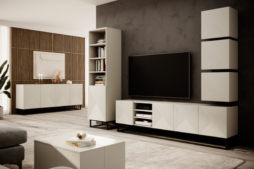 TV Cabinet Asha 200cm, cashmere/black