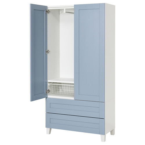 PLATSA Wardrobe with 2 doors+2 drawers, white/Sannidal blue, 80x42x173 cm