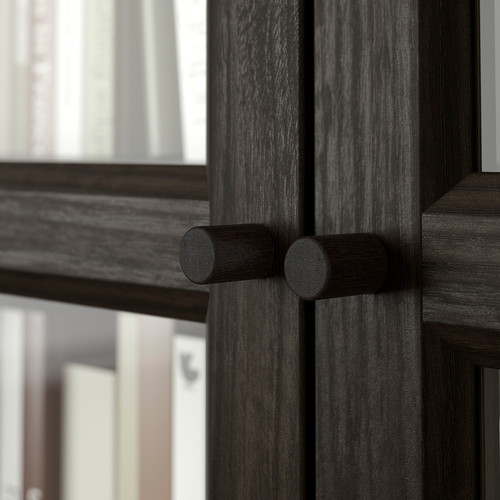 OXBERG Glass door, dark brown oak effect, 40x192 cm