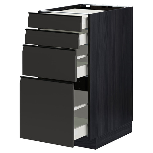 METOD / MAXIMERA Base cab 4 frnts/4 drawers, black/Upplöv matt anthracite, 40x60 cm