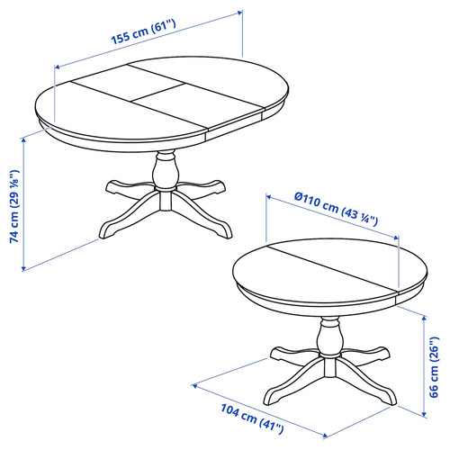 INGATORP Extendable table, white, 110/155 cm