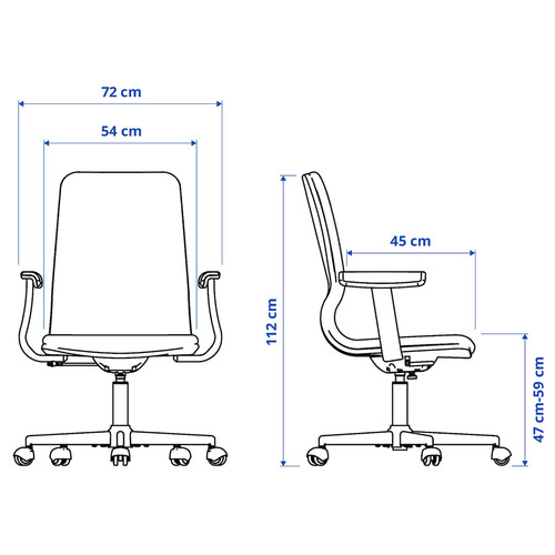 MULLFJÄLLET Conference chair with castors, Naggen dark grey