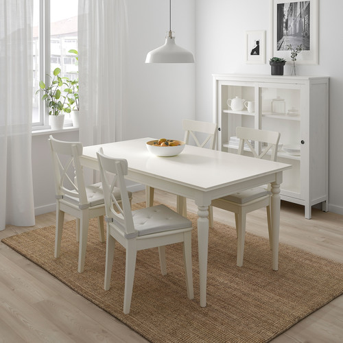 INGATORP / INGOLF Table and 4 chairs, white, white, 155 cm