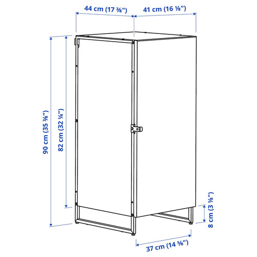 JOSTEIN Shelving unit with door, in/outdoor/white, 41x44x90 cm