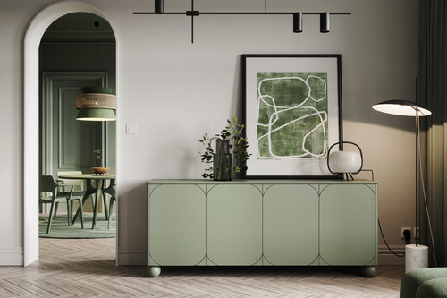 Cabinet Sonatia II 200 cm, with 2 internal drawers, olive