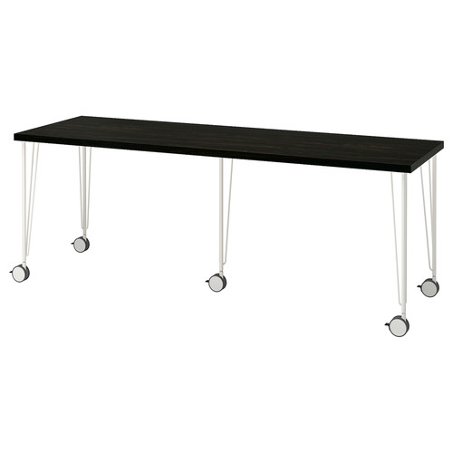 LAGKAPTEN / KRILLE Desk, black-brown/white, 200x60 cm