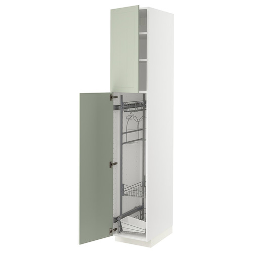 METOD High cabinet with cleaning interior, white/Stensund light green, 40x60x220 cm