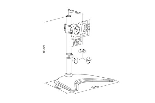 Monitor Stand 1xLCD Max. 27" 15kg