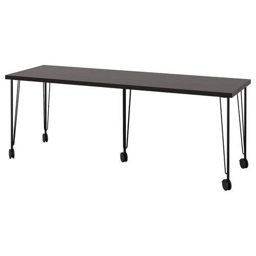 LAGKAPTEN / KRILLE Desk, black-brown/black, 200x60 cm