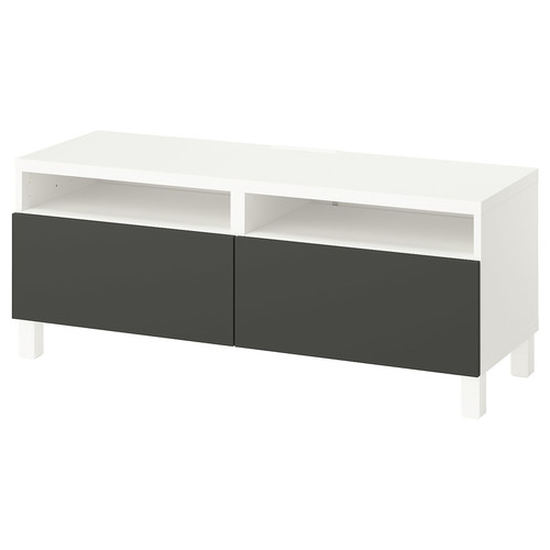 BESTÅ TV bench with drawers, white/Lappviken/Stubbarp dark grey, 120x42x48 cm