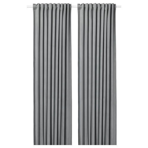 SANDSVINGEL Curtains, 1 pair, grey, 135x300 cm