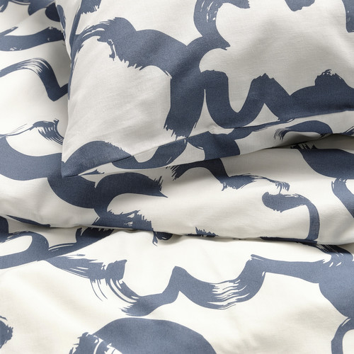 EKPURPURMAL Duvet cover and pillowcase, white blue/cloud, 150x200/50x60 cm