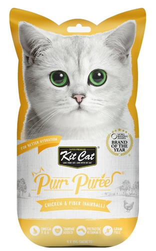 Kit Cat PurrPuree Chicken & Fiber Hairball 4x15g