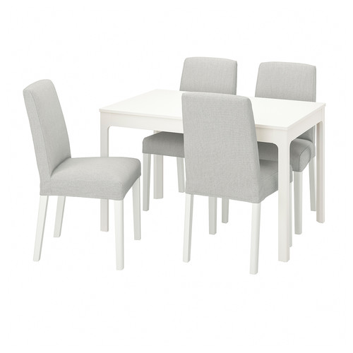 EKEDALEN / BERGMUND Table and 4 chairs, white/Orrsta light grey/white, 120/180 cm