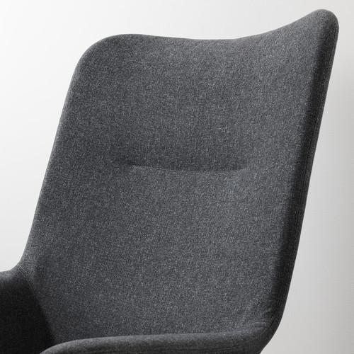 VEDBO High-back armchair, Gunnared dark grey