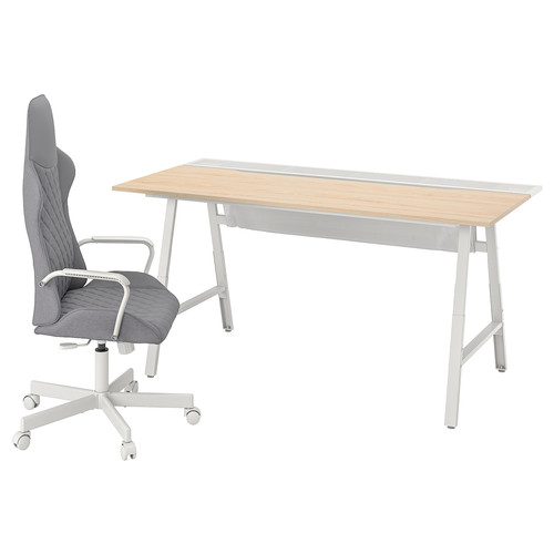 UTESPELARE Gaming desk and chair, ash effect/grey