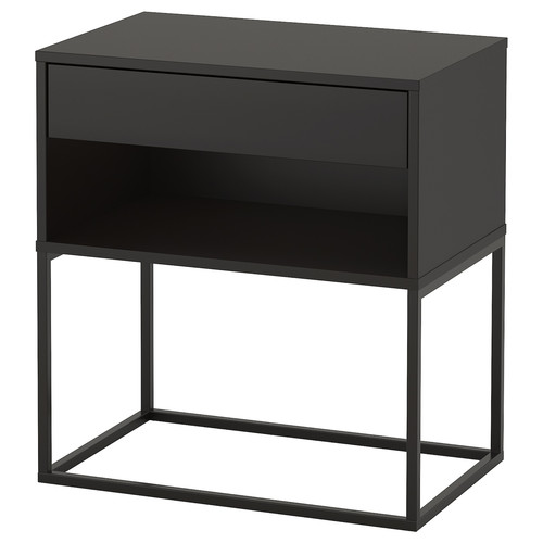 VIKHAMMER Nightstand, black, 60x39 cm