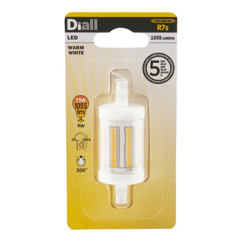 Diall LED Bulb R7s J78 9W 1055lm DIM, warm white