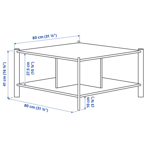 JÄTTESTA Coffee table, black, 80x80 cm