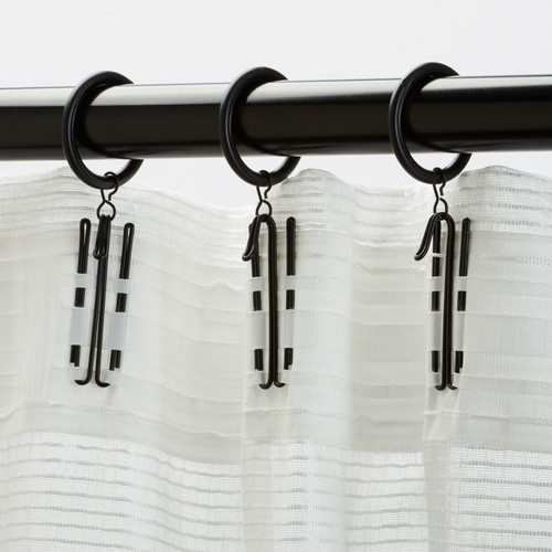 GoodHome Set for Hanging Curtains, black