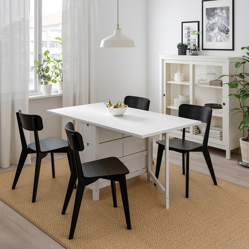 NORDEN / LISABO Table and 4 chairs, white/black, 26/89/152 cm