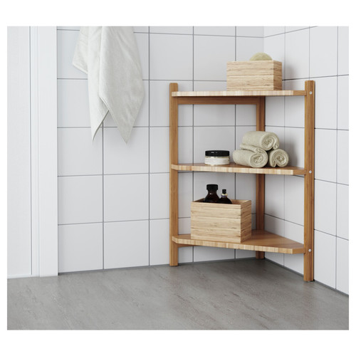 RÅGRUND Wash-basin/corner shelf, bamboo, 34x60 cm