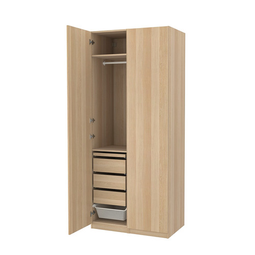 PAX / FORSAND Wardrobe combination, white stained oak effect, 100x60x236 cm