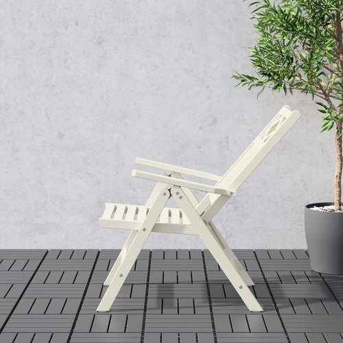 BONDHOLMEN Reclining chair, outdoor, white/beige