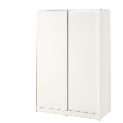 KLEPPSTAD Wardrobe with sliding doors, white, 117x176 cm