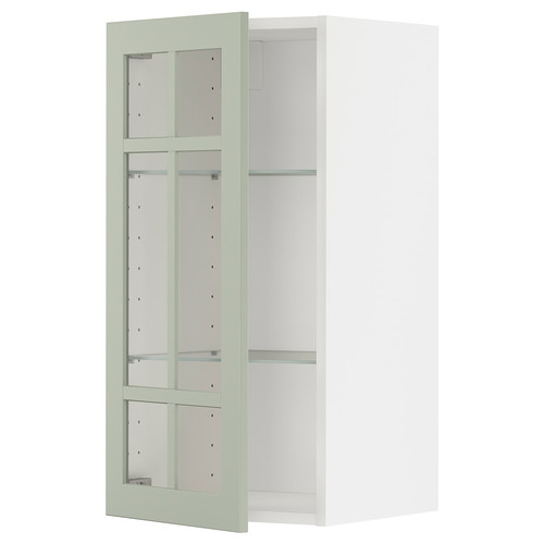 METOD Wall cabinet w shelves/glass door, white/Stensund light green, 40x80 cm