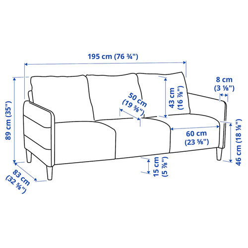 ANGERSBY 3-seat sofa, Knisa light grey