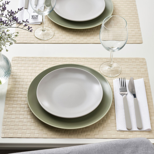 FÄRGKLAR Side plate, matt light grey, 20 cm, 4 pack