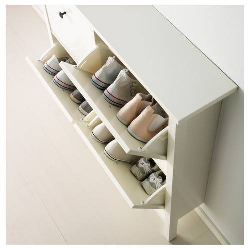 HEMNES Shoe cabinet with 4 compartments, white, 107x101 cm